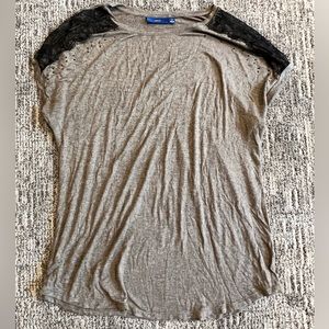 Brown Tee w/ Black Lace